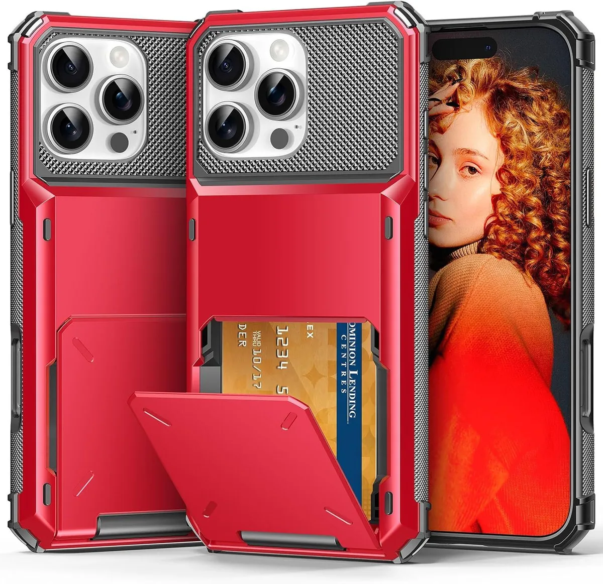 BONAEVER BONAEVER iPhone 16 Pro Max Case with Card Holder Red — product photo