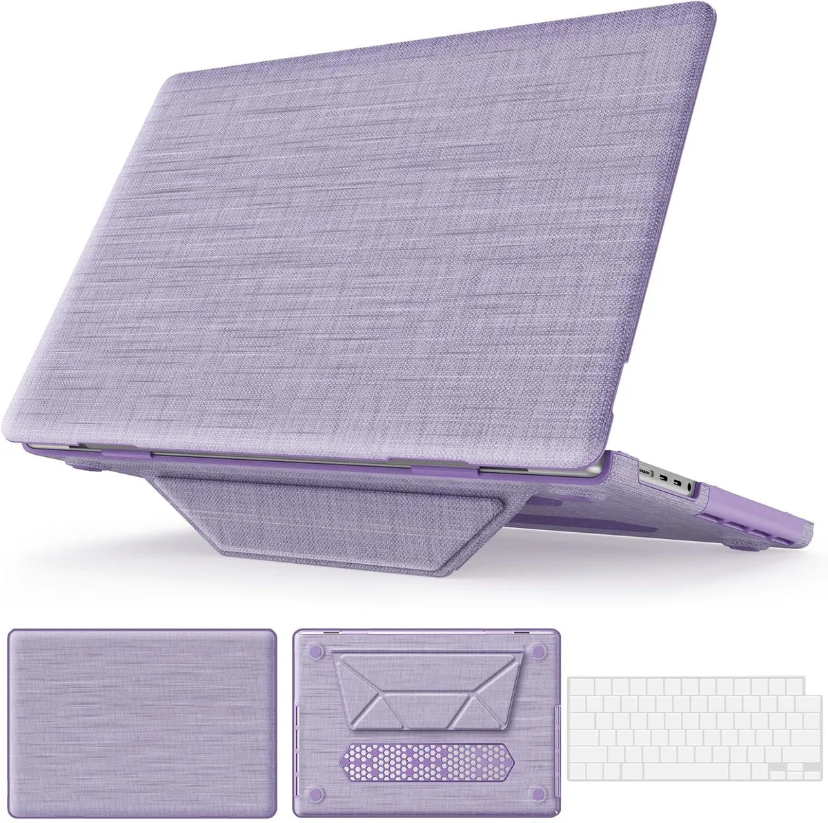 Werleo Werleo MacBook Air 15 inch Case M4 M3 M2 A3241 A3114 A2941 Fabric Hard Shell Kickstand Keyboard Cover Purple — product photo
