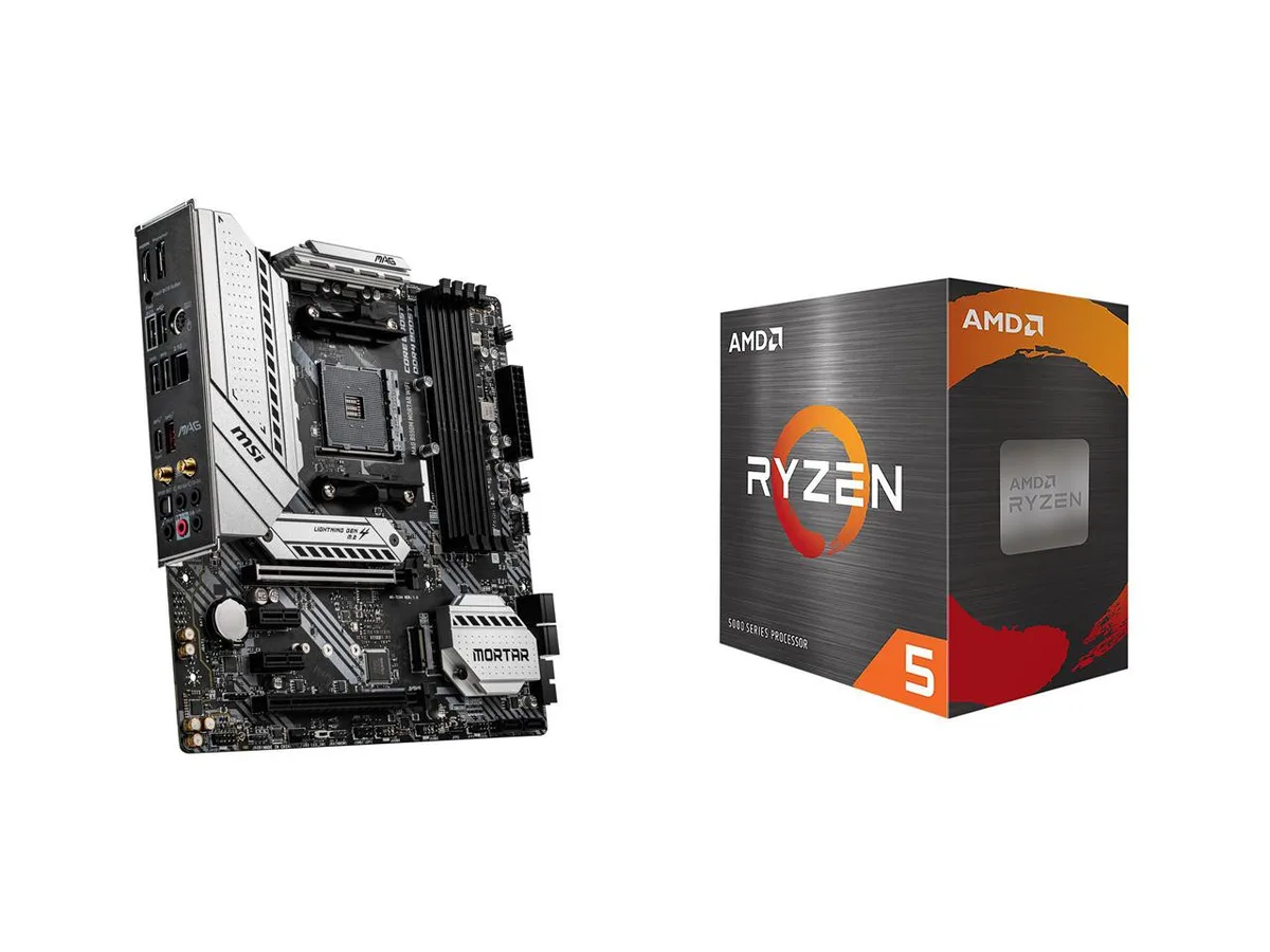 MSI MSI MAG B550M Mortar WiFi AMD motherboard with Ryzen 5 5500 — product photo