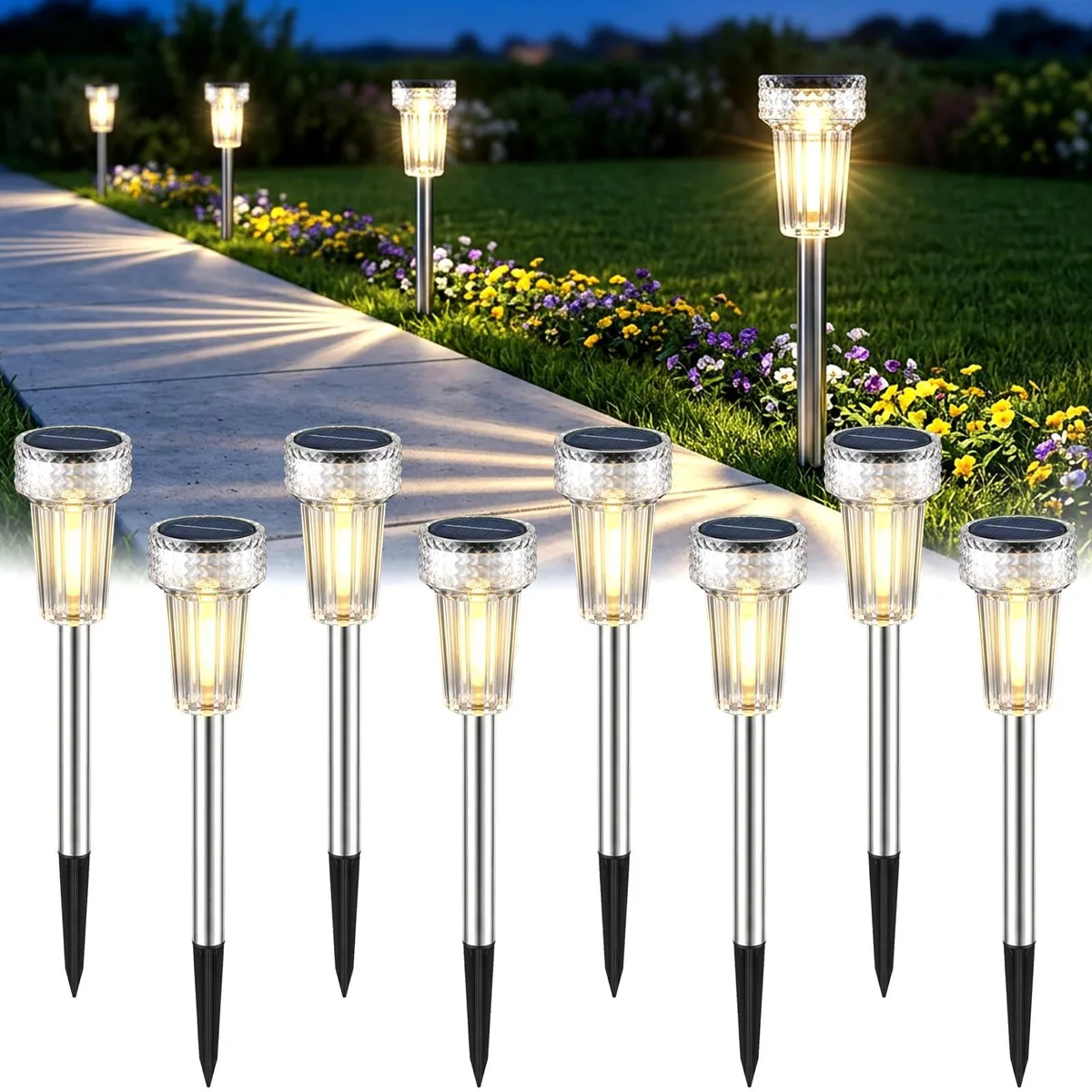 Thomasville Lighting Path Lights Mancra 8 Pack LED Solar 2700K — product photo