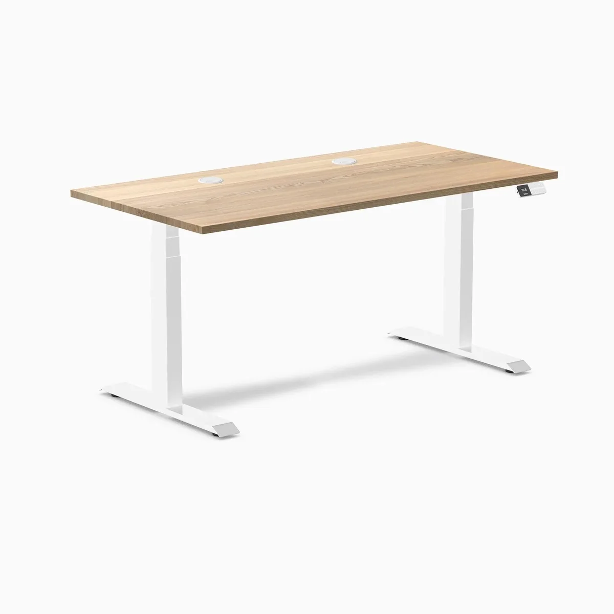 Desky Desky Dual Hardwood Sit Stand Desk White Ash 60 x 30 inches with Grommets White — product photo