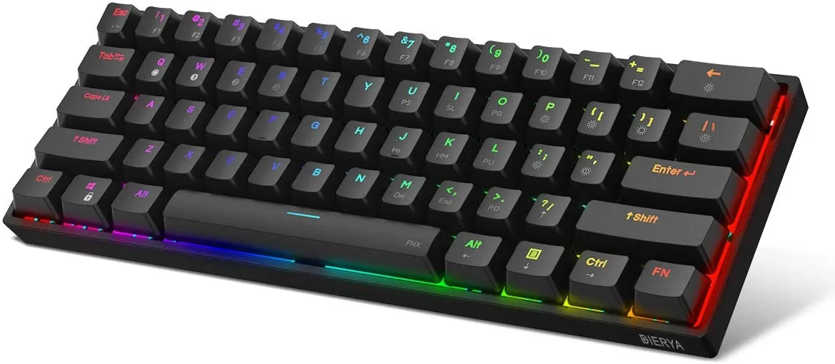 Corn Electronics Corn Electronics DK61E 60% Mechanical Gaming Keyboard 61 Keys Gateron Brown Black — product photo