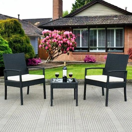 SlickBlue SlickBlue 3-Piece Rattan Patio Conversation Set Black — product photo