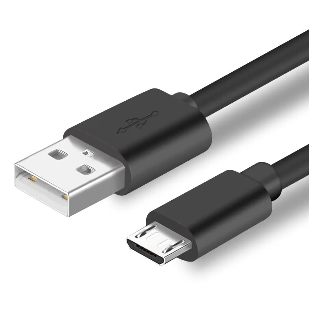 Orange Micro-USB cable with USB-A plug, ten feet long