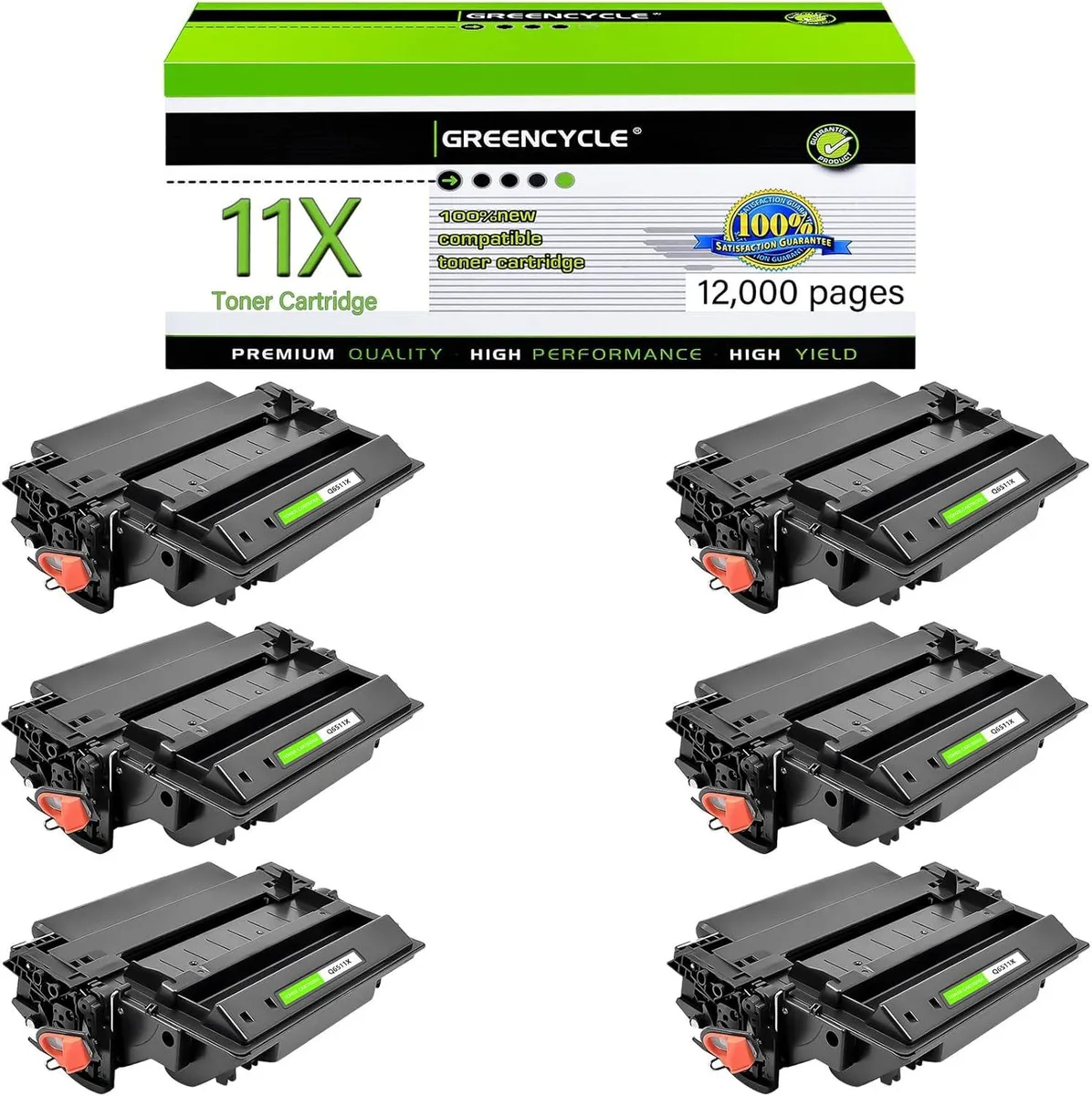 GREENCYCLE GREENCYCLE Q6511X High-Yield Toner Cartridge 6-Pack Black 12000 Pages — product photo