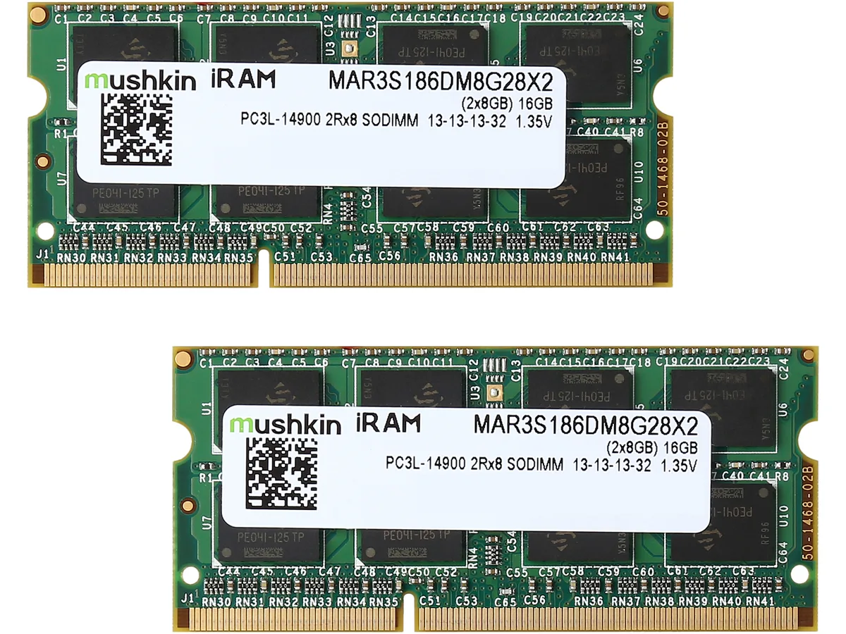 Mushkin Enhanced Mushkin Enhanced MAR3S186DM8G28X2 16GB (2 x 8GB) DDR3L 1866 SO-DIMM memory upgrade — product photo