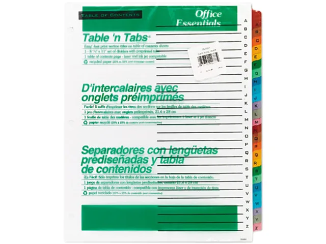 Avery Avery 11677 26-Tab A-Z Dividers 11 x 8.5 in — product photo