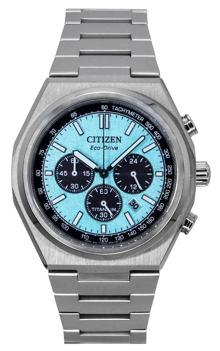 Citizen Citizen Zenshin Chronograph Ice Blue Dial Eco-Drive 100M Titanium Watch CA4610-85M — product photo