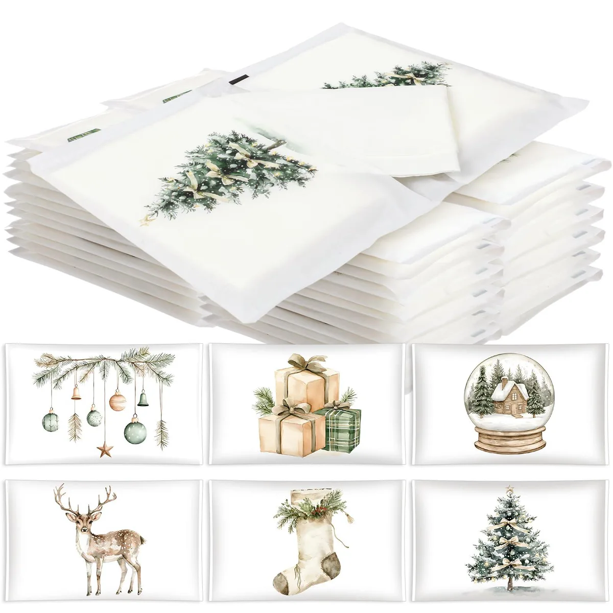 24 multicolour Christmas pocket tissue packs in assorted festive designs