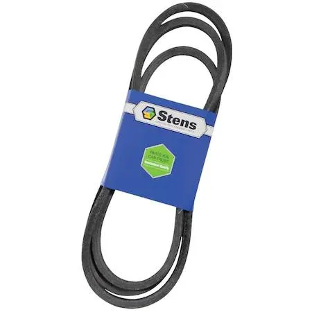 Black rubber V-belt loop on plain background