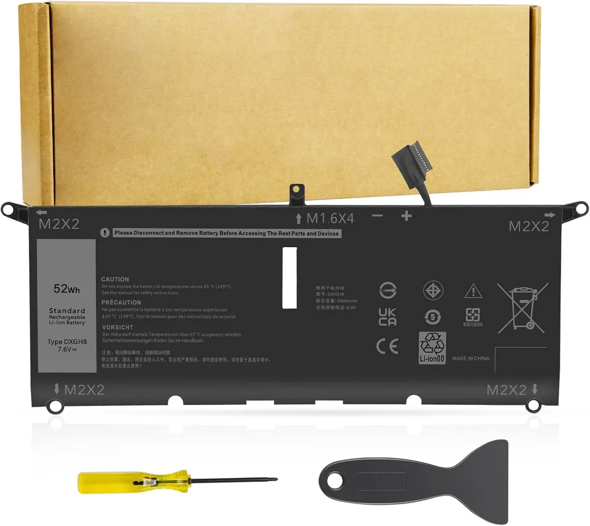 PISKEKAT PISKEKAT DXGH8 7.6V 52Wh laptop battery for Dell XPS 13 9370 9380 Latitude 3301 5390 5391 7400 7490 — product photo