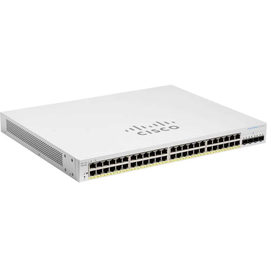 Cisco Systems, Inc. Cisco Systems, Inc. CBS220-48FP-4X 48-port Gigabit PoE+ network switch with 4×10G SFP+ uplinks — product photo