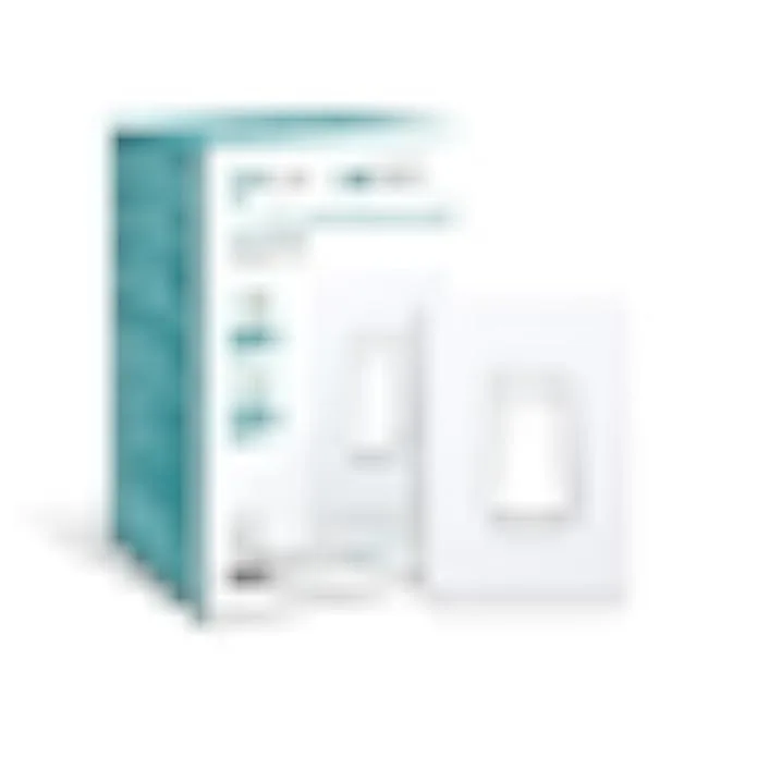 White rectangular smart dimmer switch with touch slider and physical button