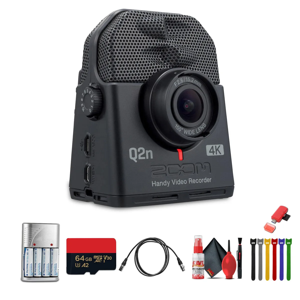 Zoom Zoom Q2n-4K video recorder with 64GB memory card bundle — product photo