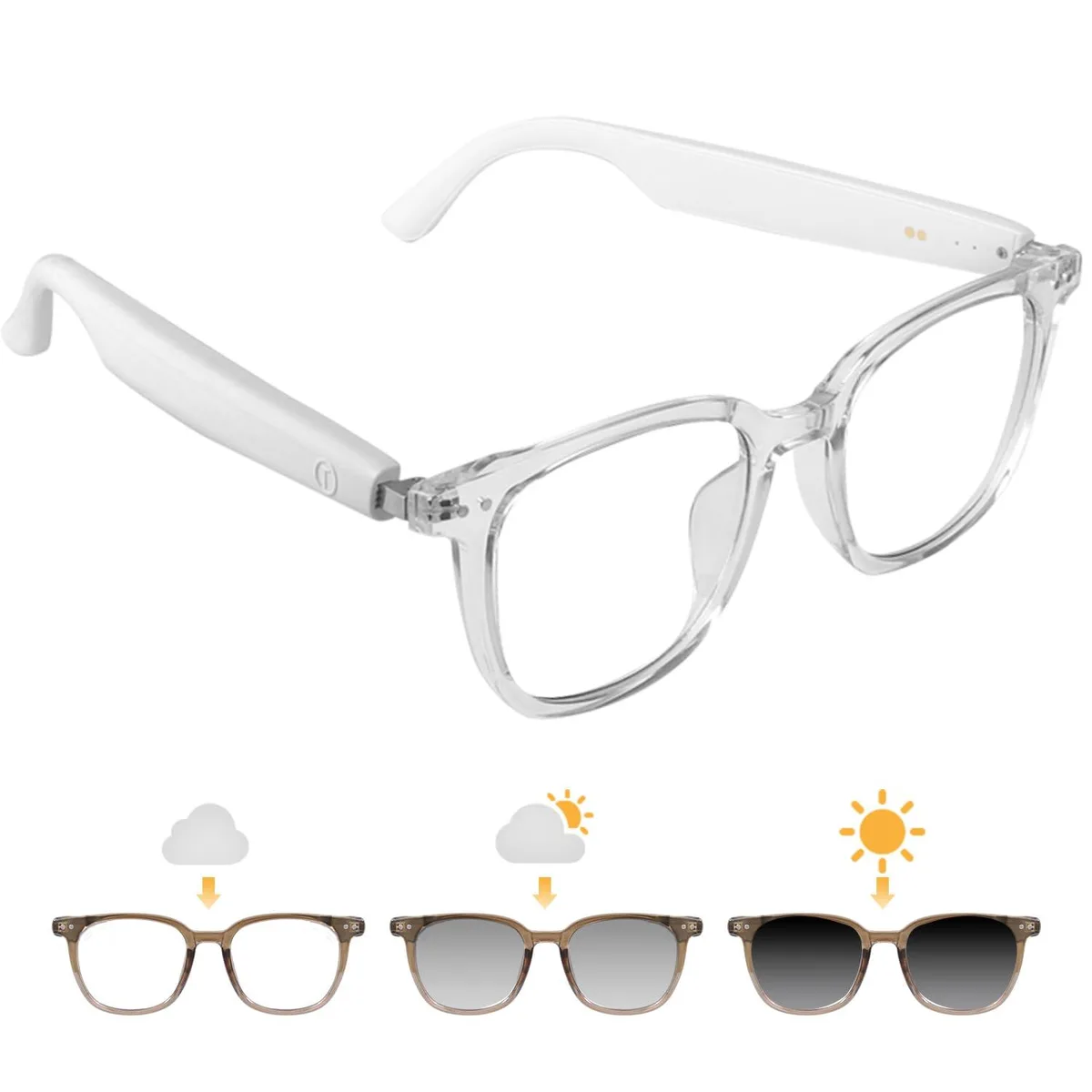  Tulbeys GS07-DL smart eyeglass frame, photochromic lenses, Bluetooth 5.4, 55 mAh battery — product photo