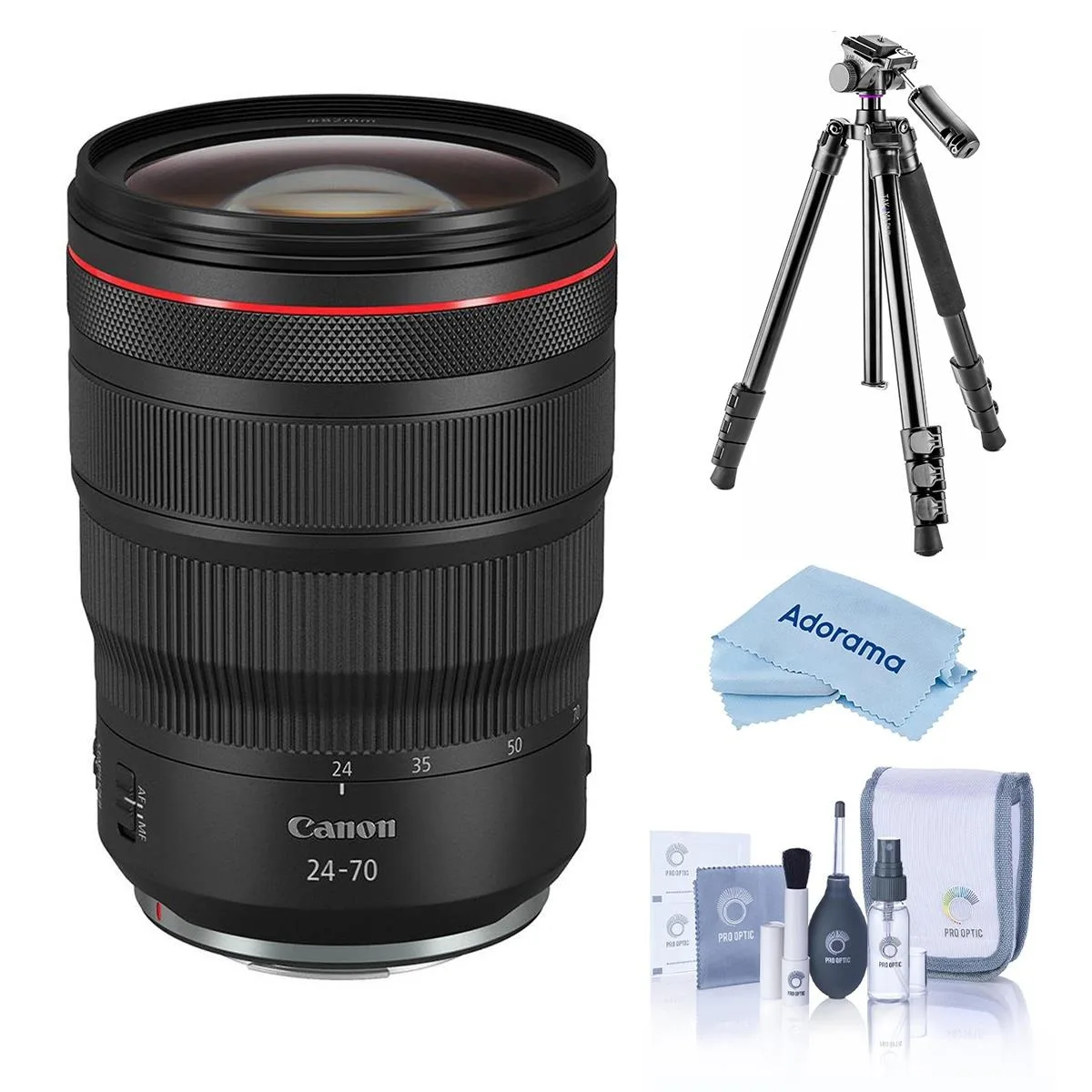 Canon Canon RF 24-70mm f/2.8 L IS USM Lens Bundle with Tripod, Cleaning Kit — product photo