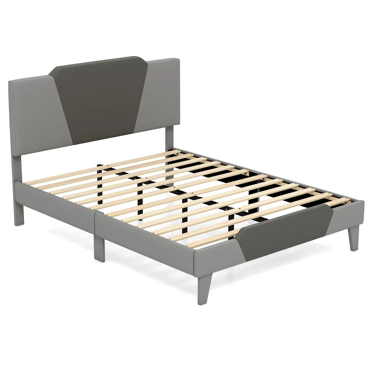SlickBlue SlickBlue Full Velvet Upholstered Bed Frame with High Headboard Gray — product photo