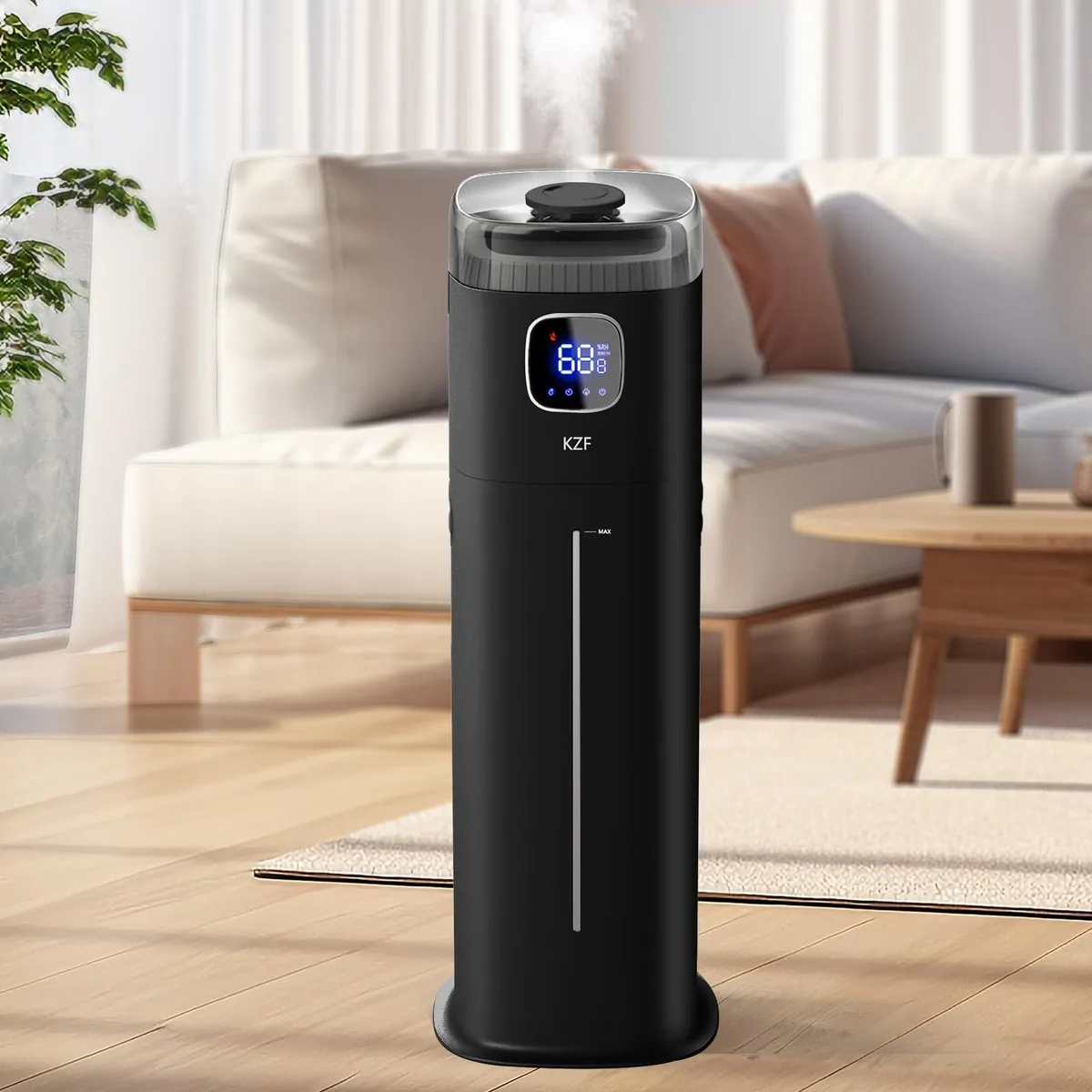 White humidifier with top-fill tank and digital display