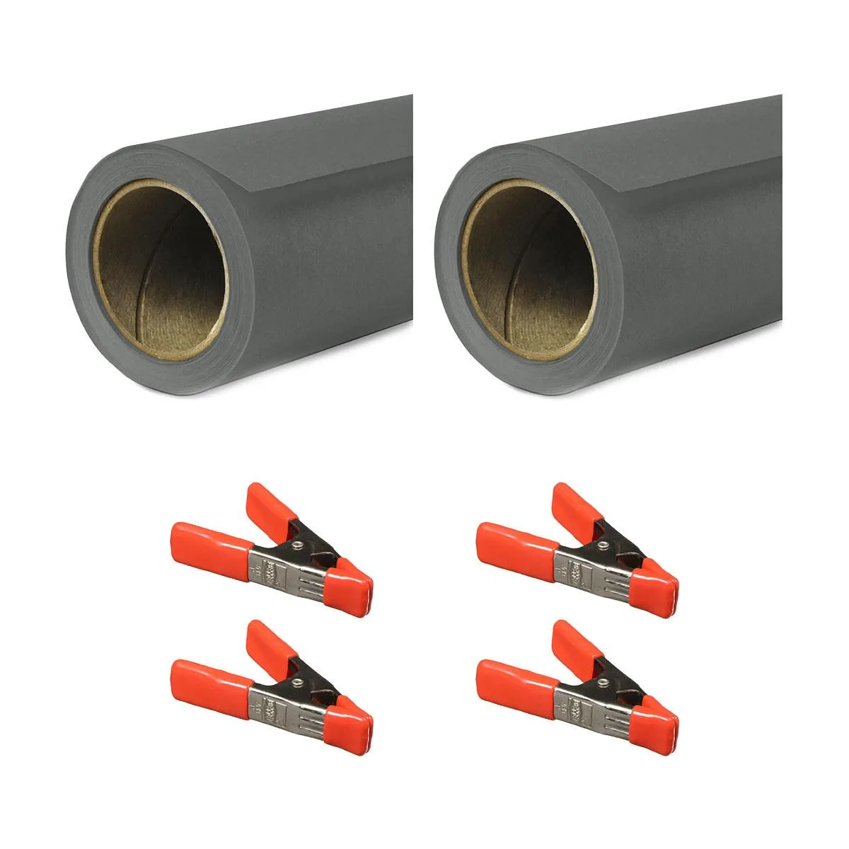 SAVAGE SAVAGE 53"x36' Widetone Seamless Paper Thunder Gray 2-Pack with 4 Orange Clamps — product photo