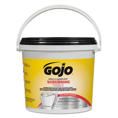 Gray polypropylene bucket with 170 dual-textured citrus-scented towels