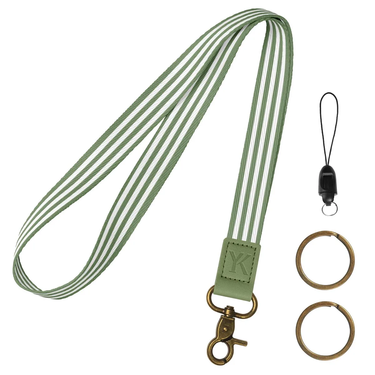  YANTHKEY B1 Vertical-Stripe Lanyard Wallet Olive Green 18.89*0.77*0.28 — product photo