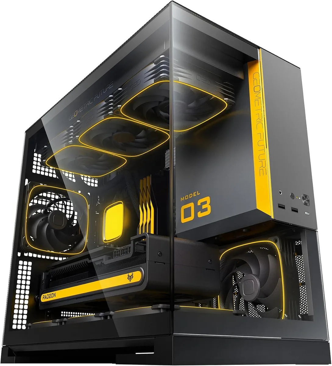 Geometric Future Geometric Future Model 3 Panoramic Dual Chamber Micro-ATX Tower PC Case Black/Grey — product photo