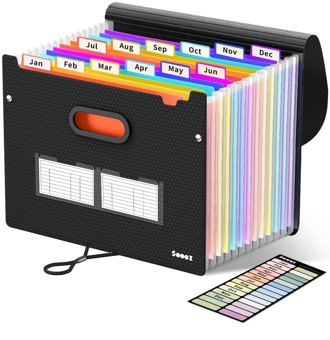  Sooez SZA0111-0301A Expanding File Folder 12 Pockets 13" x 9.4" x 14" Black — product photo