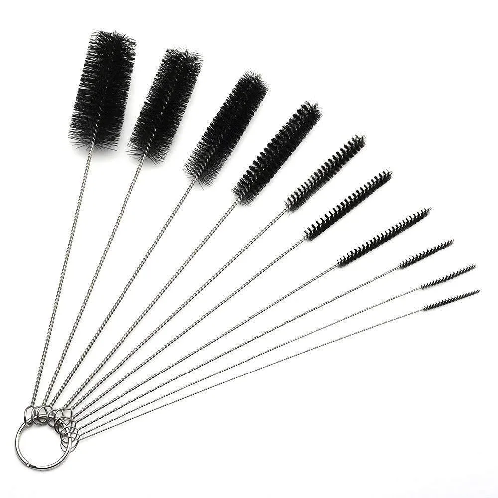 Metra Straw Brush Nylon Pipe Tube Cleaner 8.2 inch 10 Diameters Set of 10 — product photo