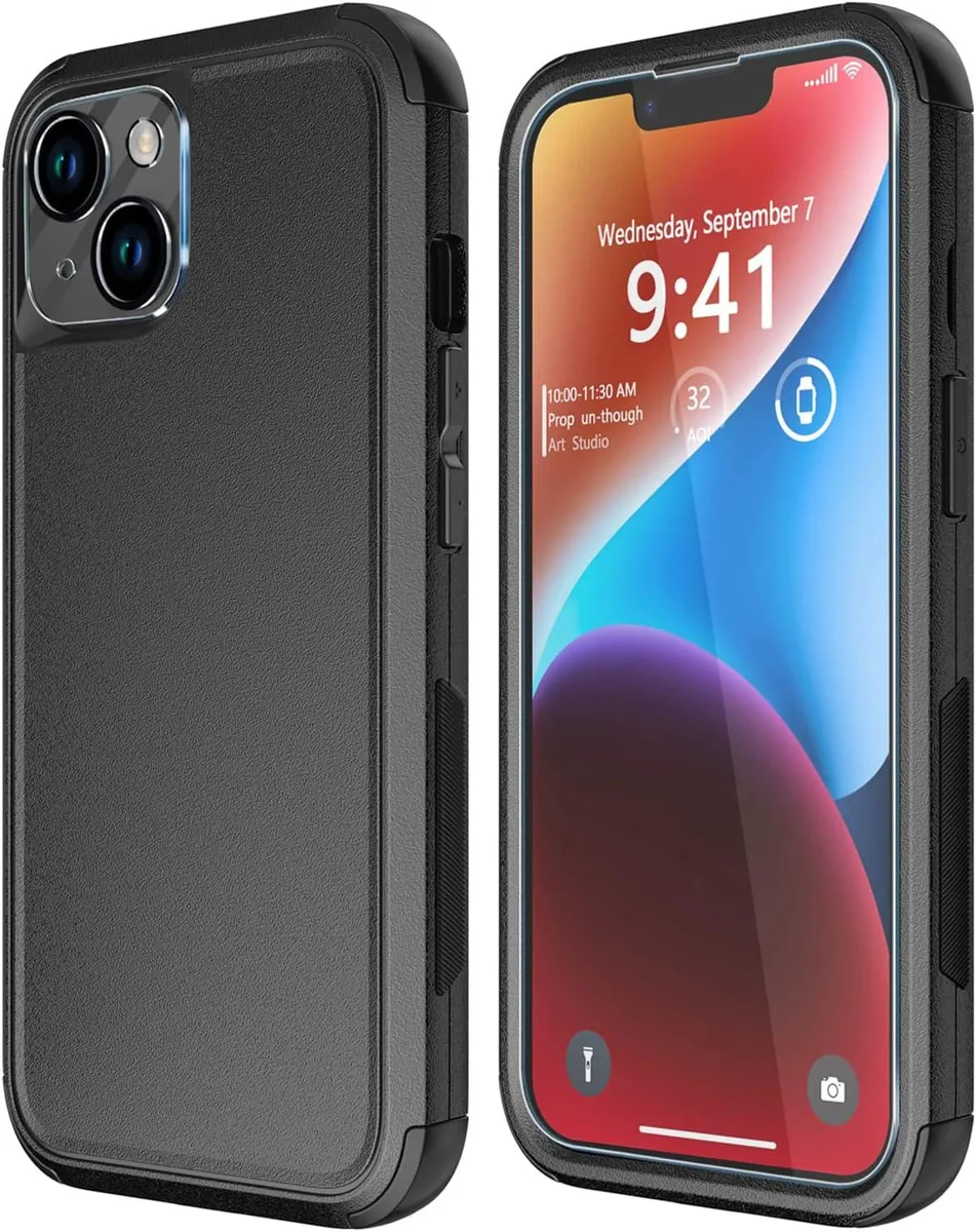 PISKEKAT PISKEKAT iPhone 14 Case 6.1 inch Shockproof Dropproof Tempered Glass Screen Camera Lens Protector — product photo