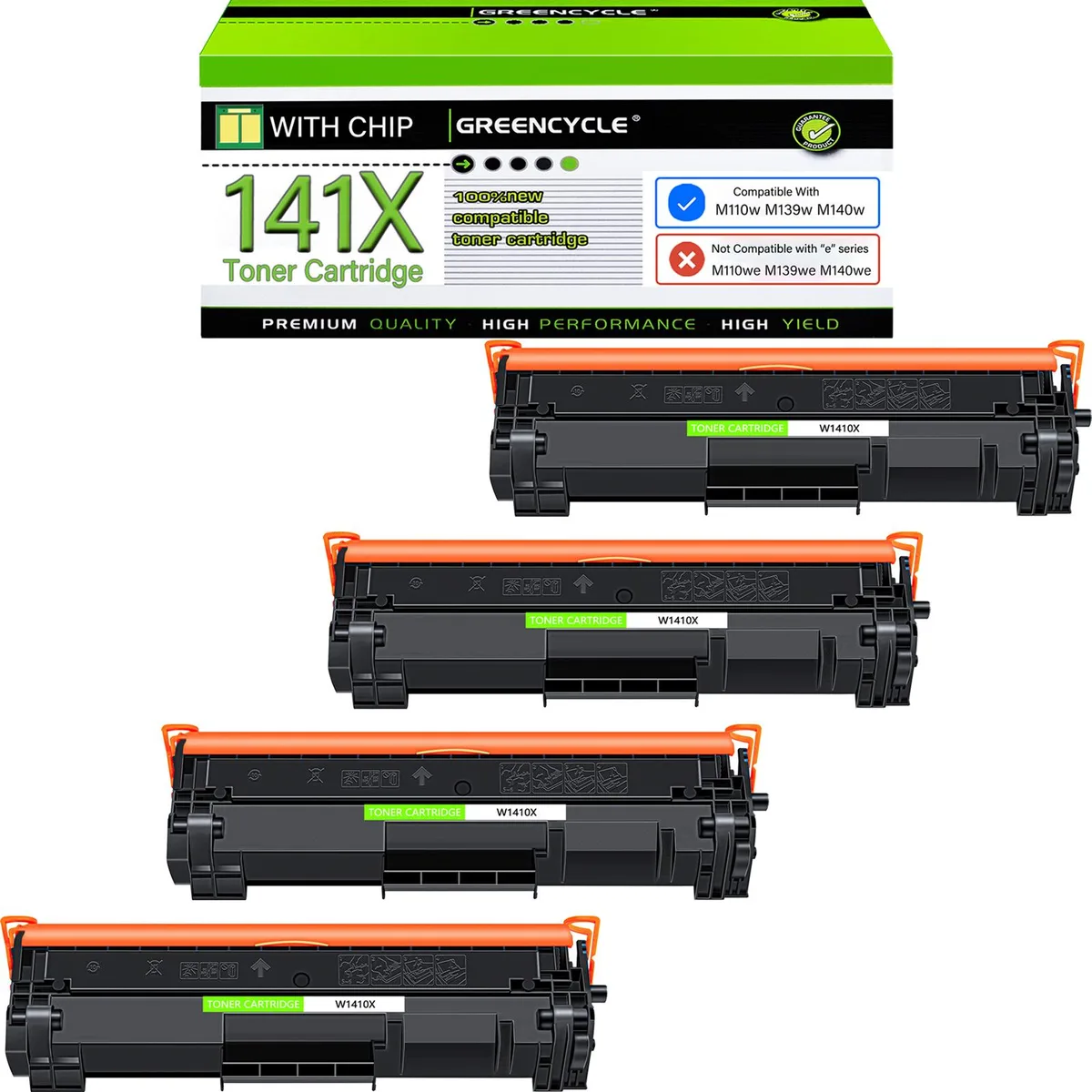 GREENCYCLE GREENCYCLE 141X Black Toner Cartridge 4 Pack 2000 pages — product photo