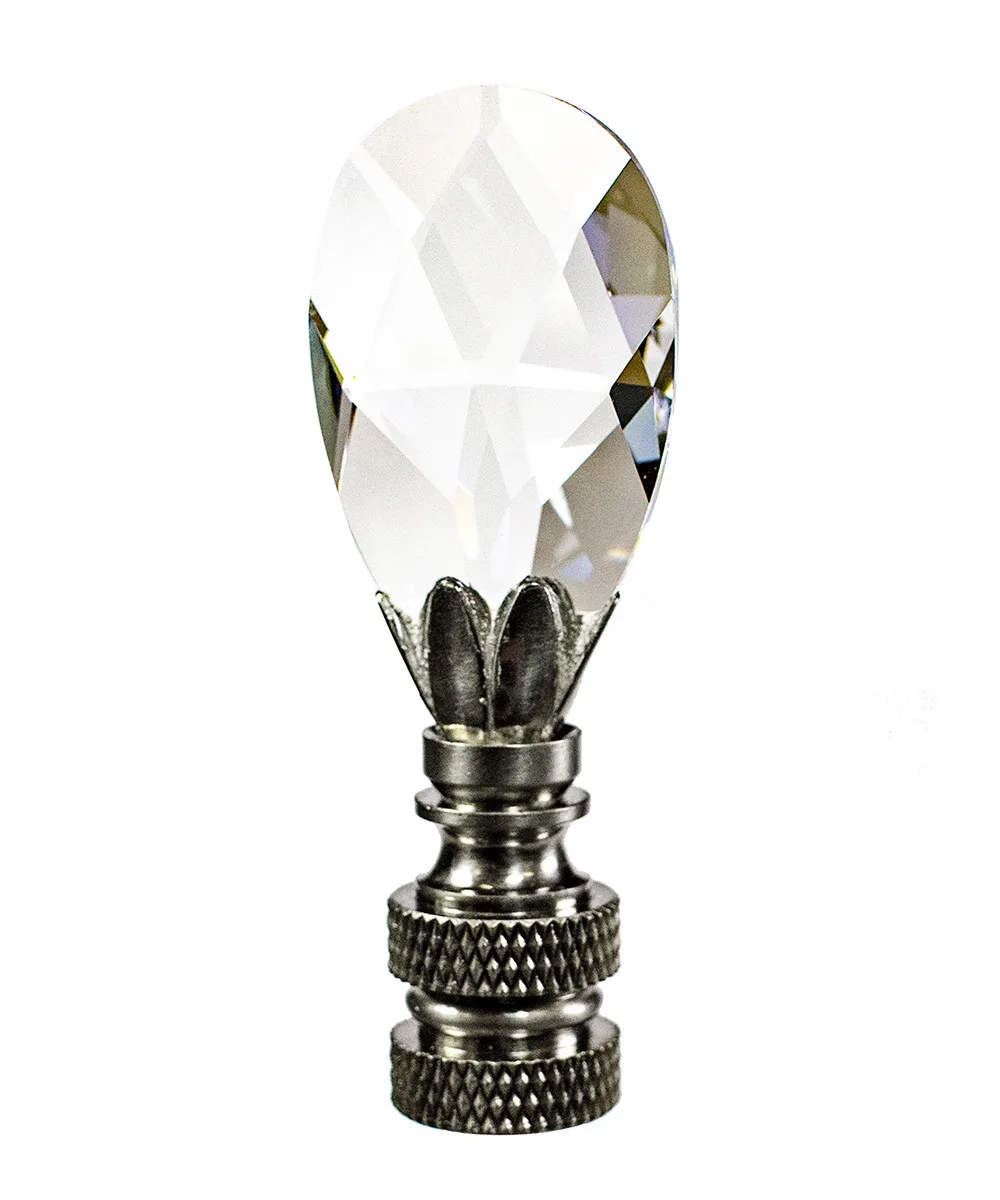 Home Concept Home Concept Stephanov Crystal Small Teardrop Nickel Base Lamp Finial 2.5"h — product photo