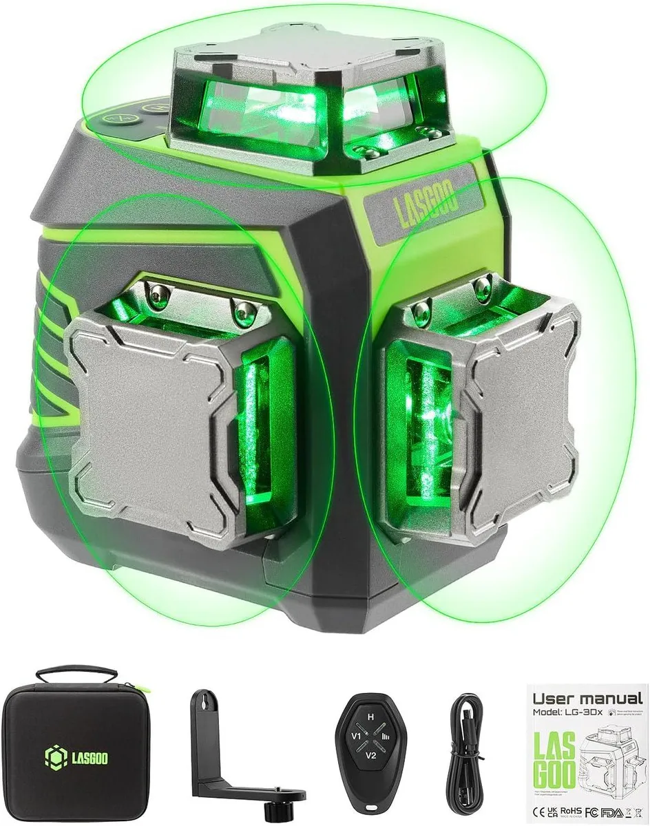 WUQ WUQ LG-3Dx 3x360° Green Laser Level 100ft 4000mAh — product photo