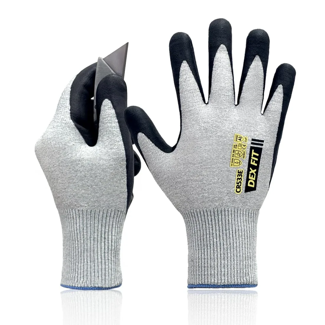 DEX FIT CR533E Cut Resistant Gloves A3 ESD Gray XL 10 — product photo