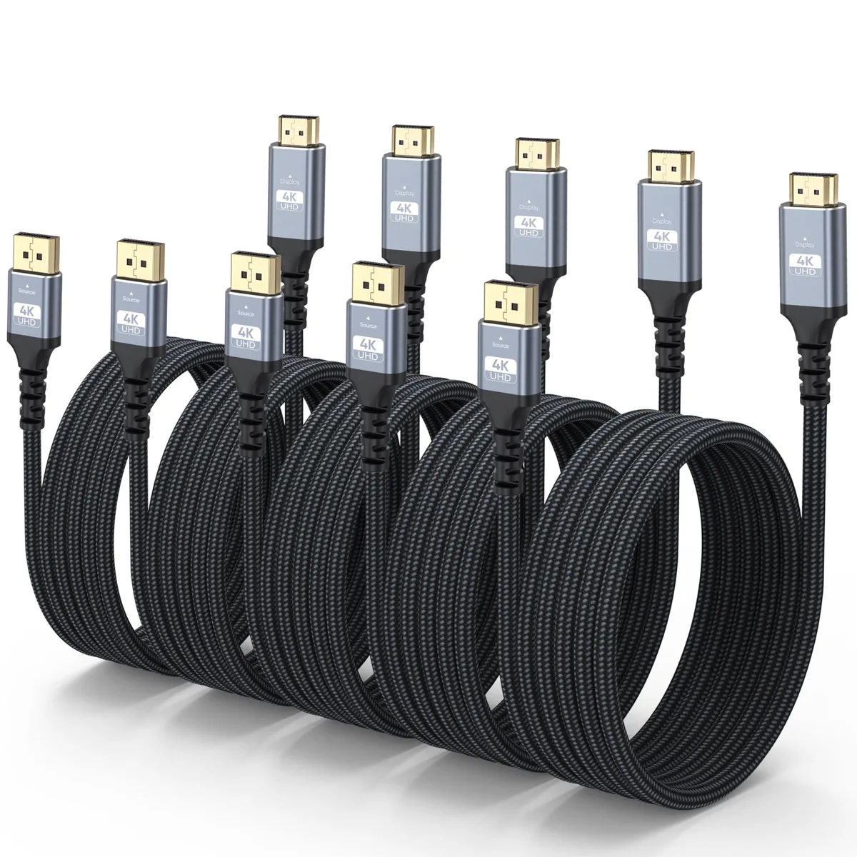 ARENTI ARENTI DP to HDMI cable 10ft 5-pack 4K@30Hz — product photo