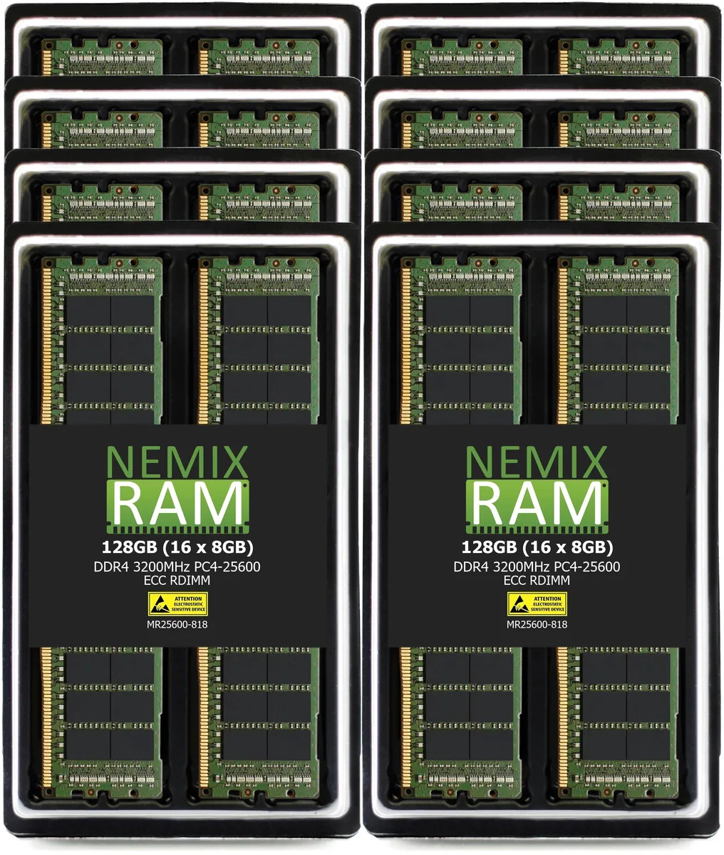 NEMIX RAM NEMIX RAM 128GB (16x8GB) DDR4 3200 PC4-25600 CL22 1Rx8 ECC RDIMM memory upgrade — product photo