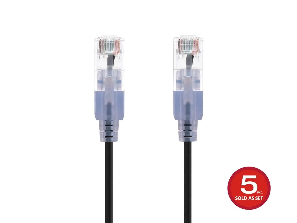 Monoprice Inc. Monoprice 115137 SlimRun Cat6A Ethernet Cable 7ft Black 5-Pack — product photo