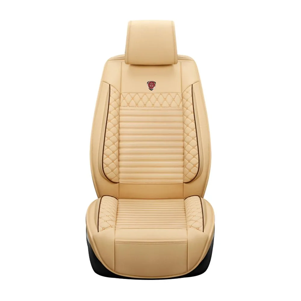 muchkey muchkey Car Seat Cover Universal 5 Seats PU Leather Beige Yellow — product photo
