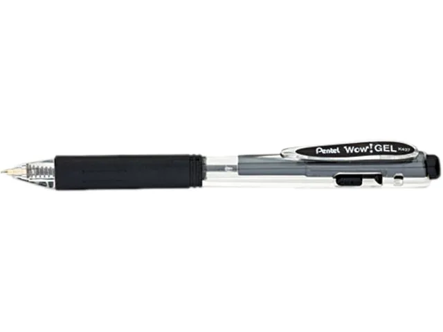 Pentel of America, Ltd. Pentel of America, Ltd. K437A WOW! Retractable Gel Pen .7mm Black 12 Pack — product photo