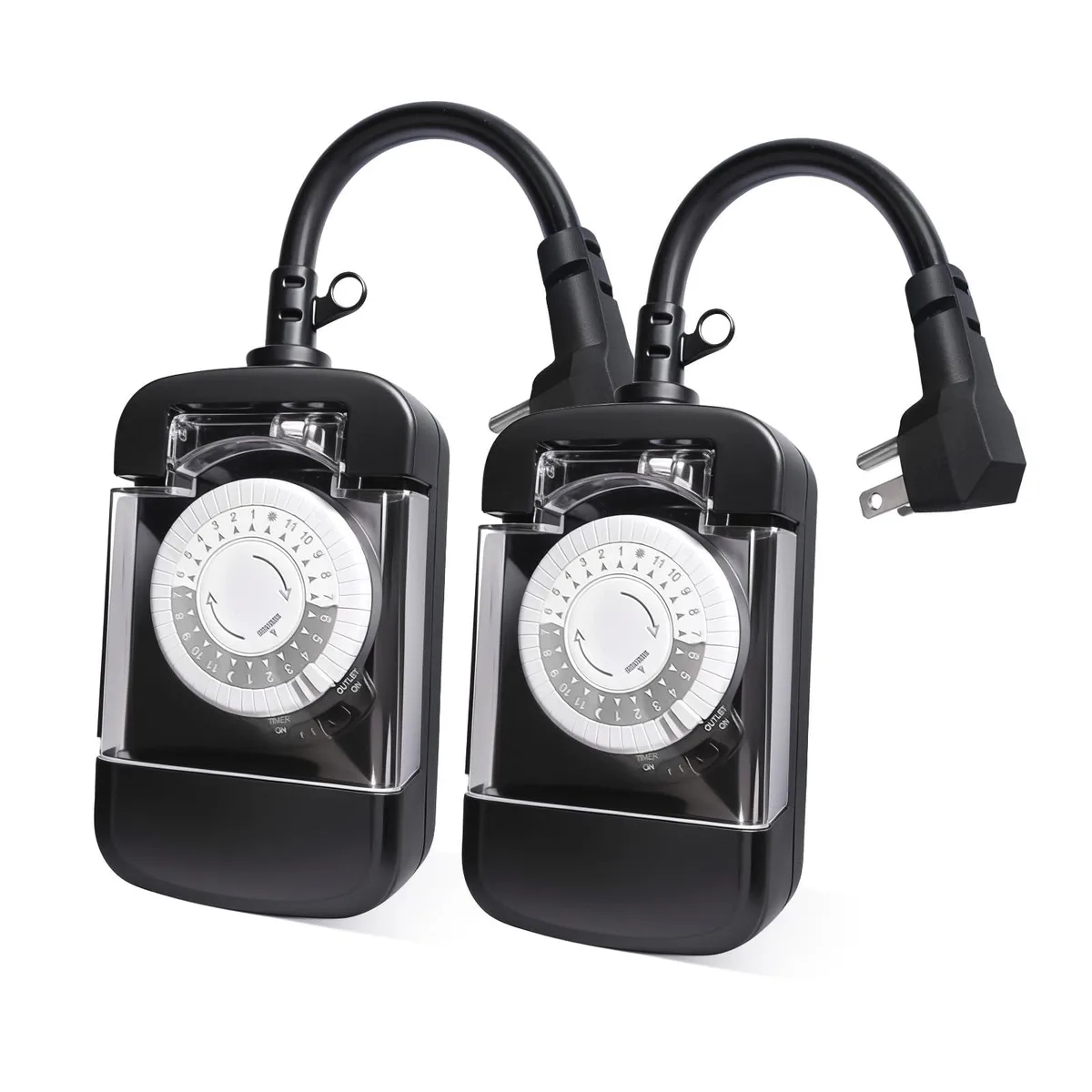 Oviitech 24 Hour Outdoor Mechanical Timer Switch Black 15A 125V 1875W — product photo
