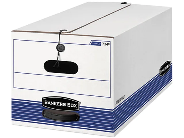 Bankers Box Bankers Box 0070403 Storage Box, Letter, String &amp; Button, White, 4 Pack — product photo