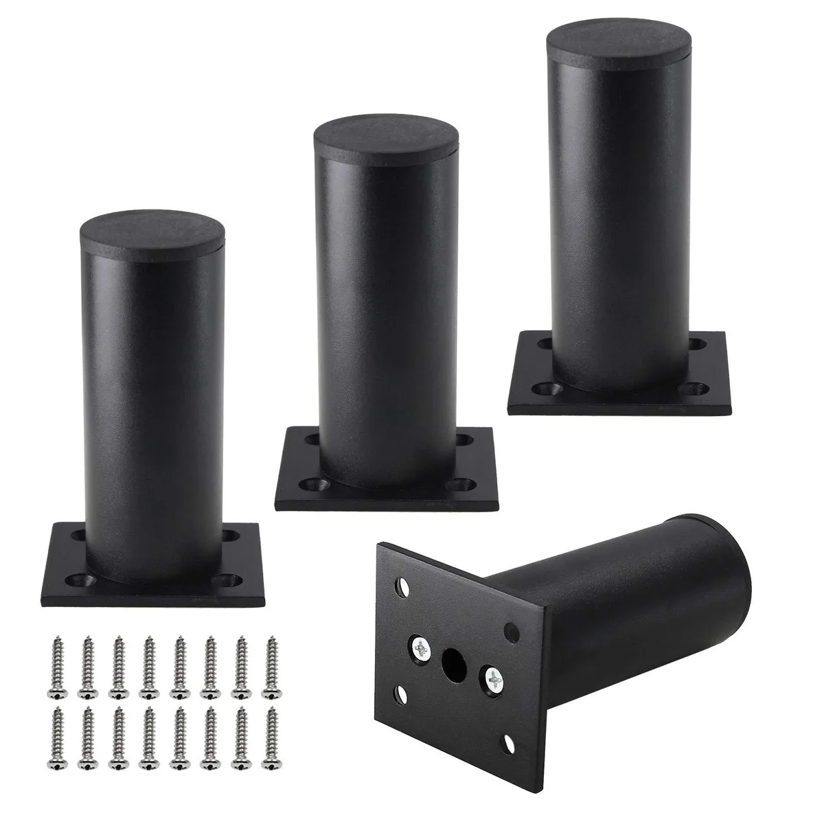  Kyuionty 4-Pack Adjustable Aluminum Alloy Furniture Legs 4" Height Black — product photo