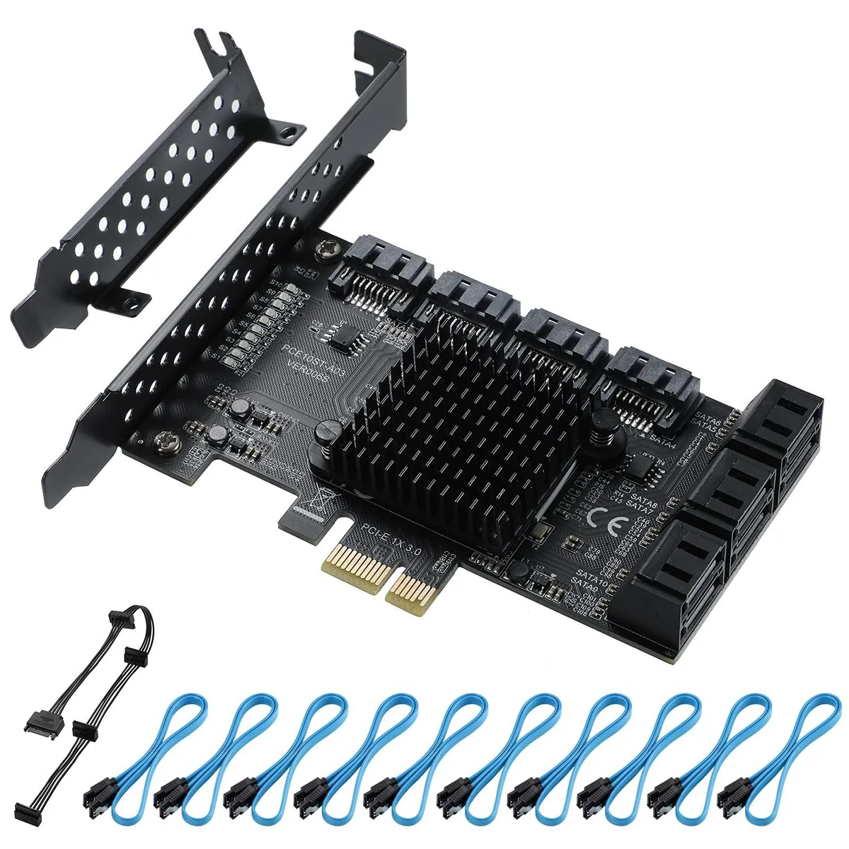 Vszerda Vszerda 10-port SATA PCIe card ASM1166 low-profile — product photo