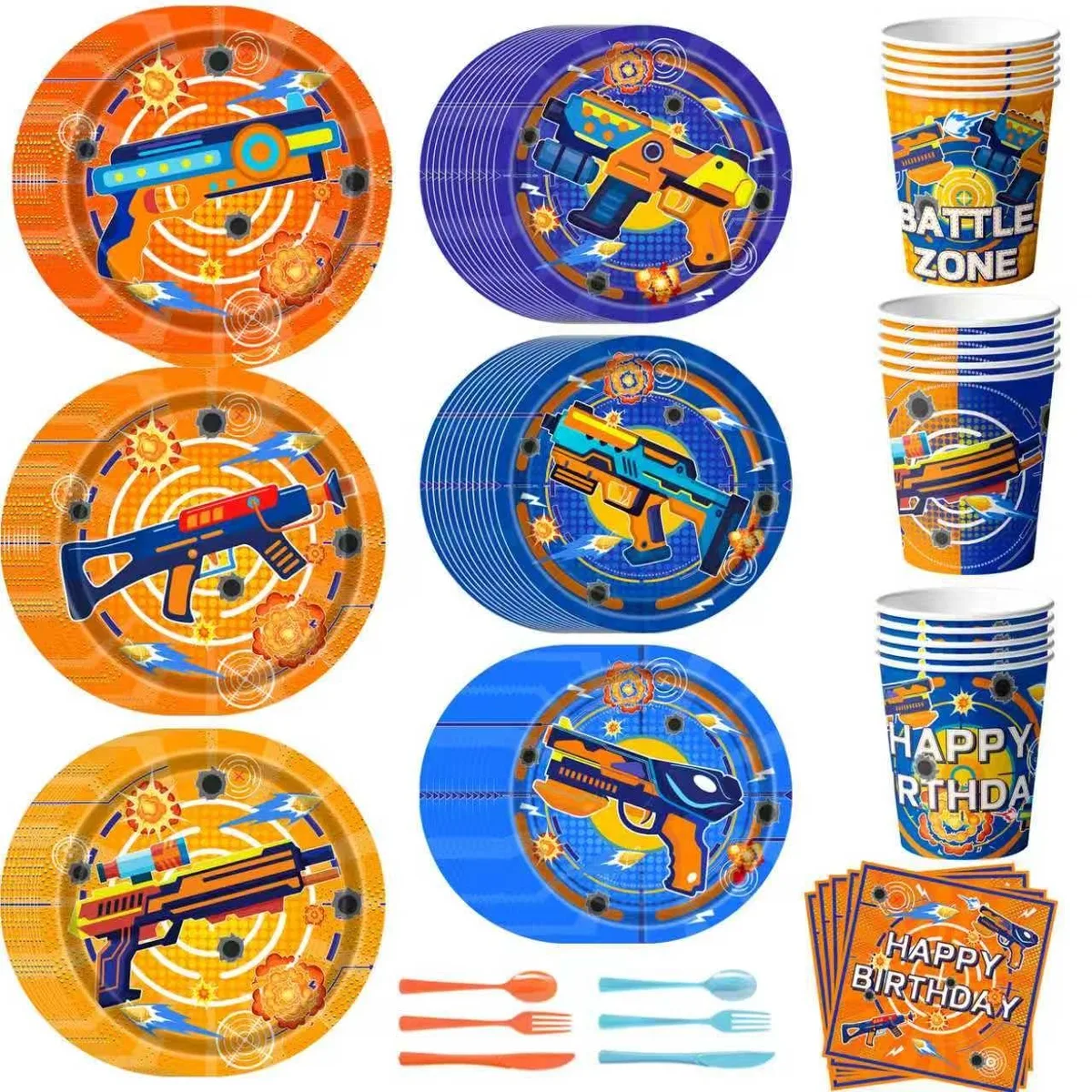 InBoxxarty InBoxxarty 168 Pcs Dart War Birthday Party Tableware, 24 Guests — product photo