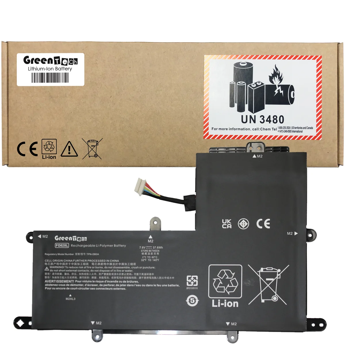 NShi NShi FO02XL 7.6V 4947mAh 37.6Wh 2-cell laptop battery — product photo