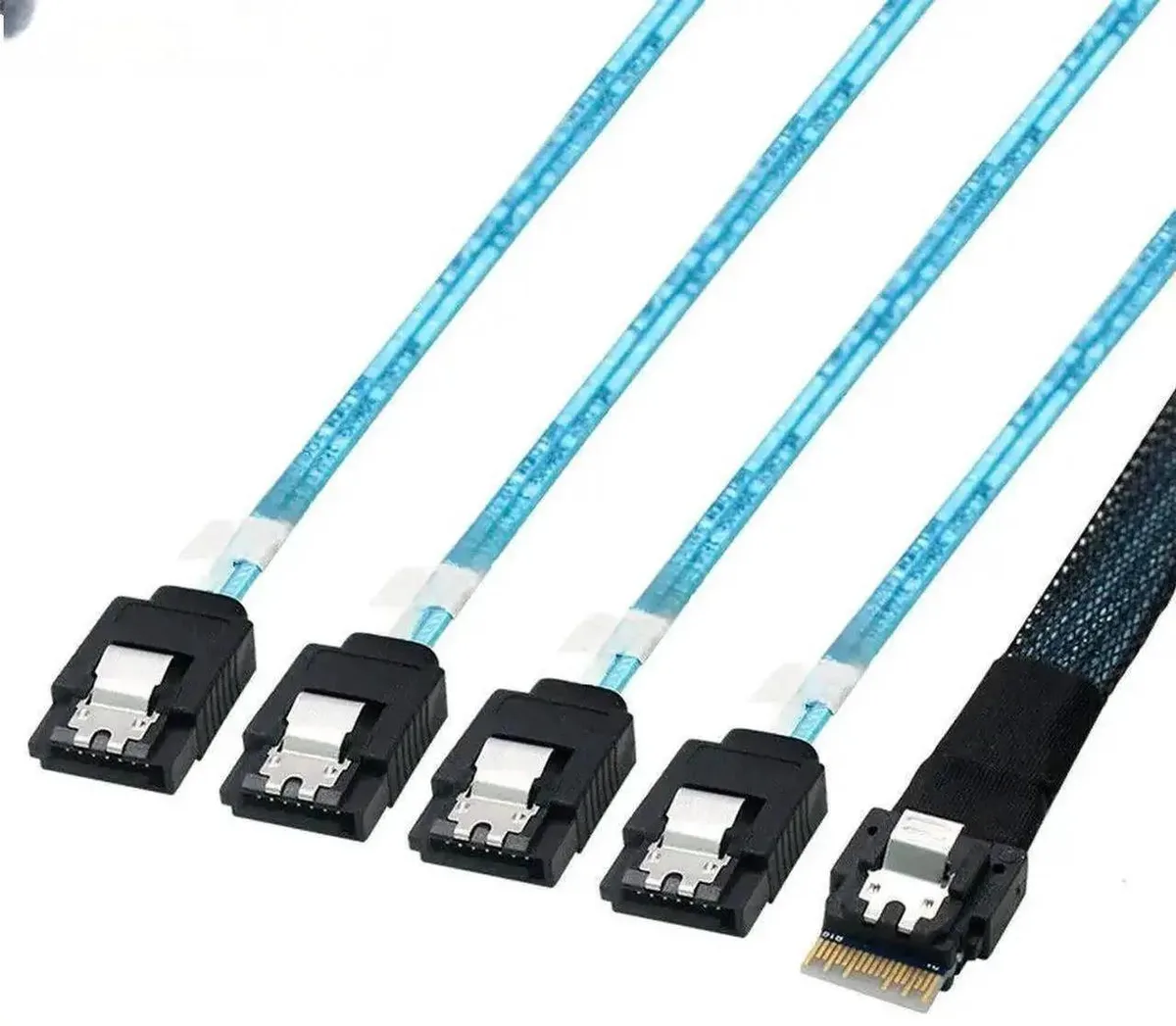 SMUGDESK SMUGDESK Slimline SAS SFF8654 4i 38Pin to 4Port SATA Cable — product photo