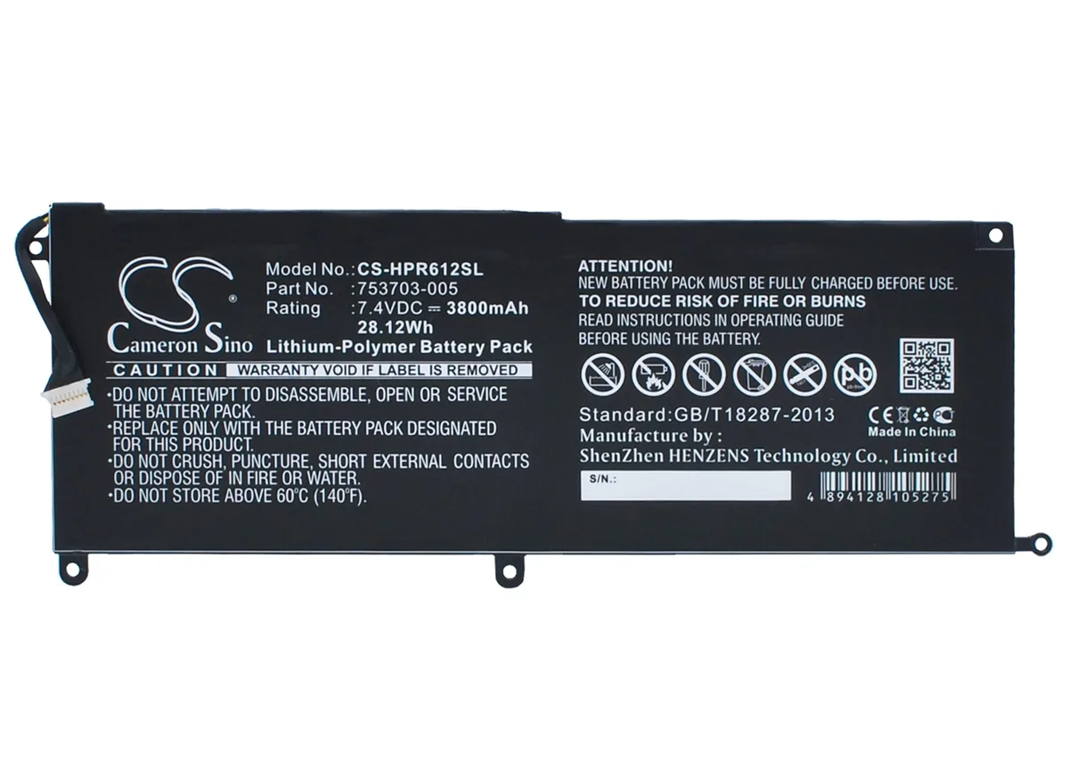 Cameron &amp; Co Cameron &amp; Co DS-CS-HPR612SL Battery 3.8 Ah 7.4 V 28.12 Wh Li-Polymer Black — product photo