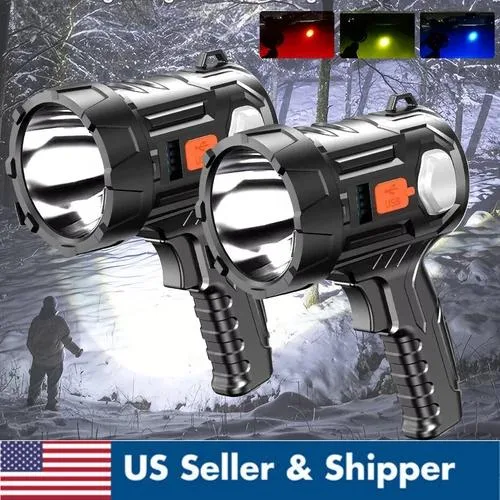 NShi NShi 2Pack Solar/USB Rechargeable LED Spotlight Flashlight 7000mAh 800m — product photo
