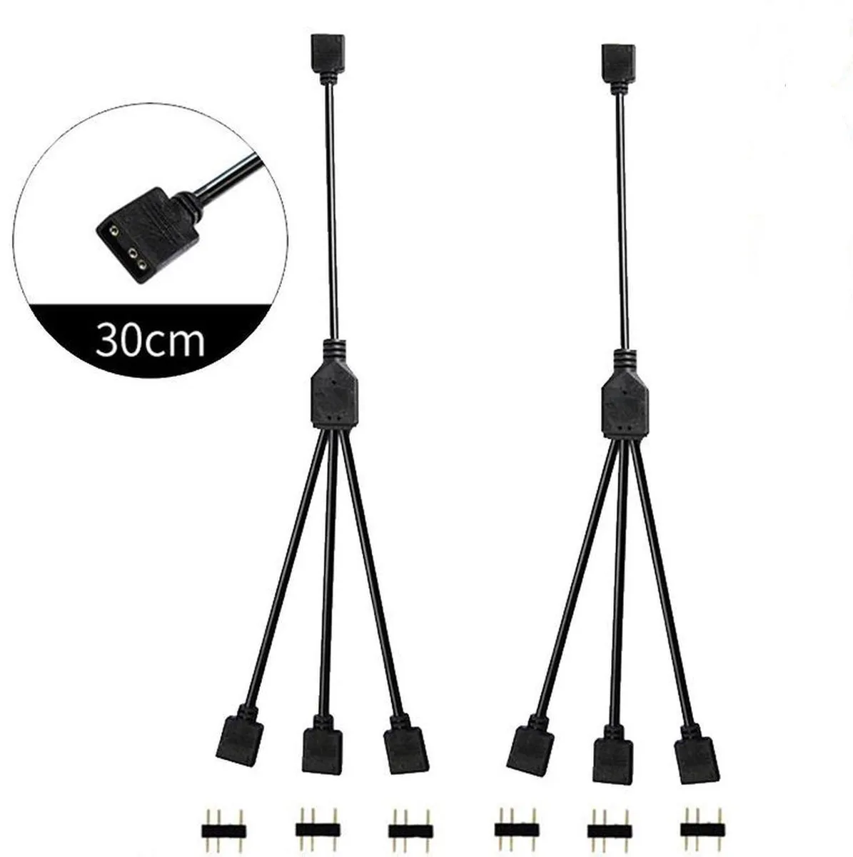 Vszerda Vszerda 2 Pack 5V 3-Pin RGB 3-Way Splitter Cable with Gender Changer - 1 Foot — product photo