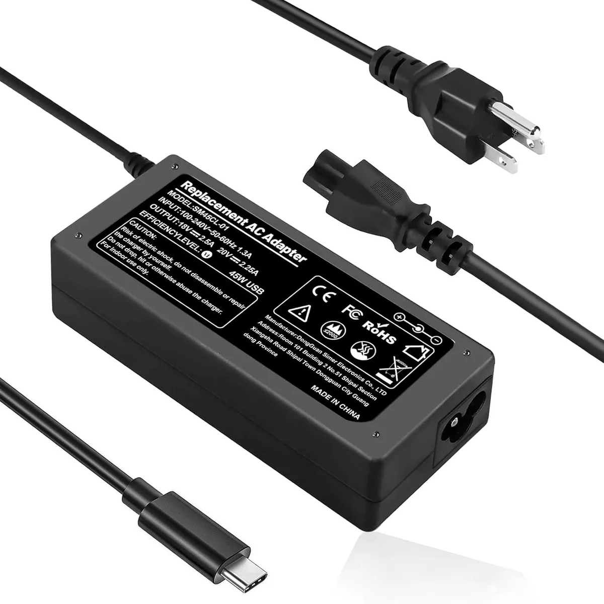 Kenuco Kenuco 45W Fast USB-C Chromebook Charger for HP Chrome Yoga Thinkpad Latitude Pixel Matebook Fits Any Type C — product photo