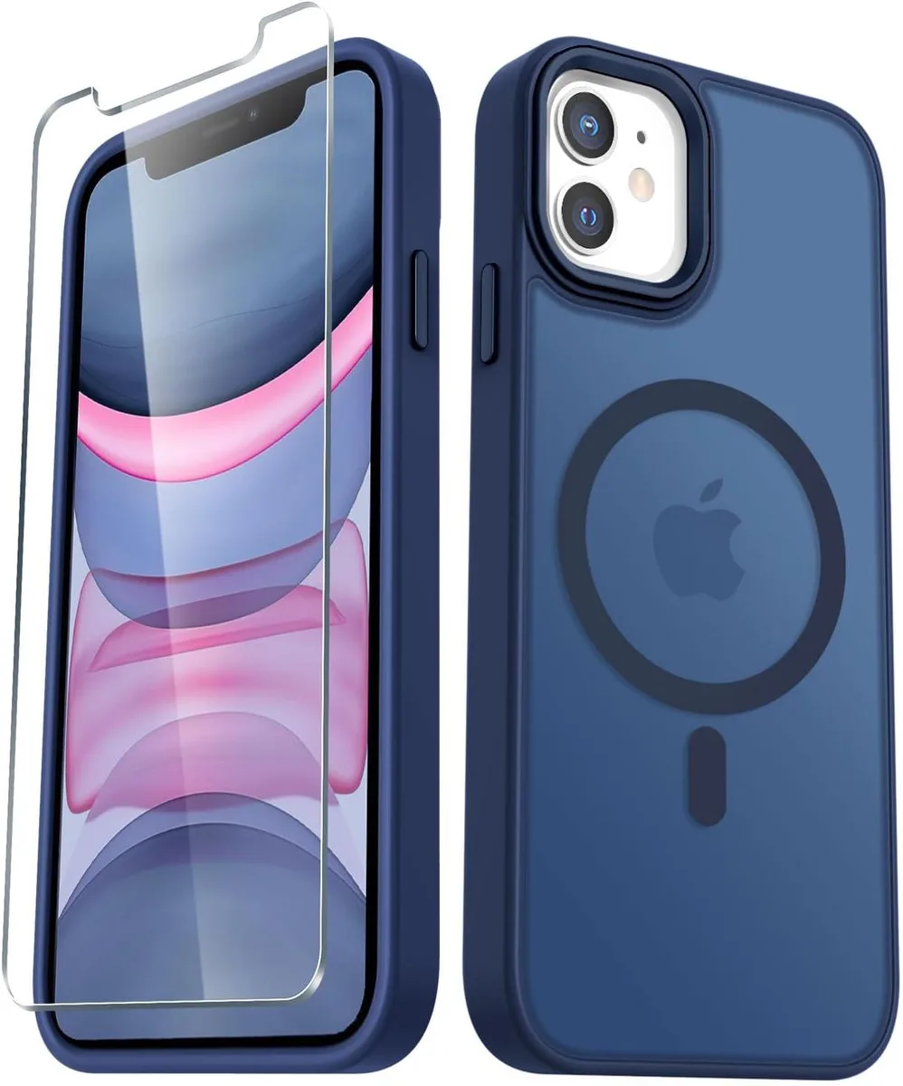PISKEKAT PISKEKAT iPhone 11 6.1 inch Navy Blue Magnetic Case with Screen Protector — product photo